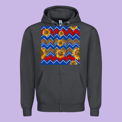 4th Of July Sunflower Seamless  Pattern Zipper Hoodie Designed By Bundleandbundleshop