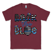Burgundy back the blue1 Classic Tee - CowhideDigitalArt