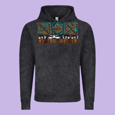 Vintage Hoodie Rusty Sunflowers with Cowhide and Turquoise