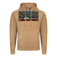 Vintage Camel Rusty Sunflowers with Cowhide and Turquoise Vintage Hoodie - RanaPortraitStore