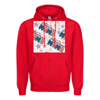 Red american mama seamless pattern Zipper Hoodie - BundleAndBundleShop
