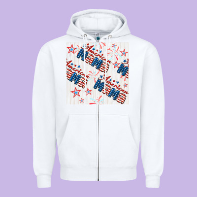 American Mama Seamless Pattern Zipper Hoodie Designed By Bundleandbundleshop