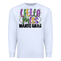 White little miss mardi gras Premium Sweatshirt - MaliasSmallBusiness