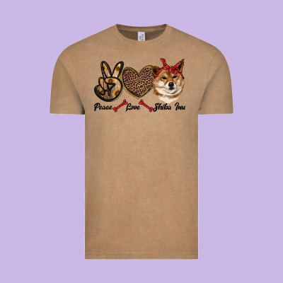 Peace Love Shiba Inu Vintage Tee Designed By Ranaportraitstore