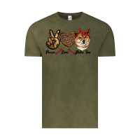 Vintage Olive peace love shiba inu Vintage Tee - RanaPortraitStore