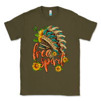 Army Green free spirit sunflower and indian headdress Classic Tee - HRA Design Shop