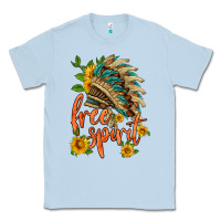 Dusty Blue free spirit sunflower and indian headdress Classic Tee - HRA Design Shop