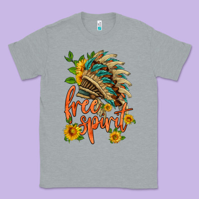 Free Spirit Sunflower And Indian Headdress Classic Tee Designed By Hra Design Shop