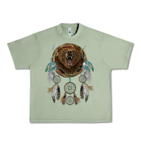 Oil Green bear  native dreamcatcher Urban Heavy Tee - BarkalooDesign