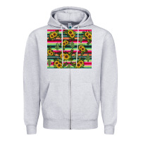 Heather Grey sunflower cactus Zipper Hoodie - JahusDesignShop
