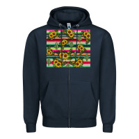 Navy sunflower cactus Zipper Hoodie - JahusDesignShop