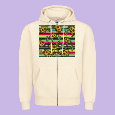 Sunflower Cactus Zipper Hoodie Designed By Jahusdesignshop