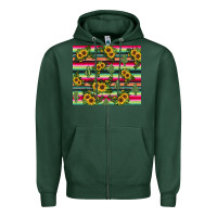 Sports Green sunflower cactus Zipper Hoodie - JahusDesignShop