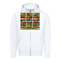 White sunflower cactus Zipper Hoodie - JahusDesignShop