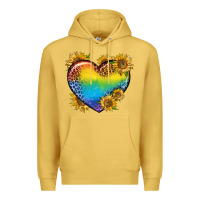 Antique Gold Pride Heart And Sunflower Premium Hoodie - BundleAndBundleShop
