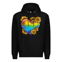 Black Pride Heart And Sunflower Premium Hoodie - BundleAndBundleShop