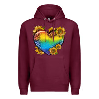 Burgundy Pride Heart And Sunflower Premium Hoodie - BundleAndBundleShop