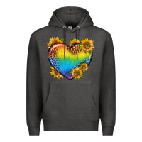 Charcoal Heather Pride Heart And Sunflower Premium Hoodie - BundleAndBundleShop