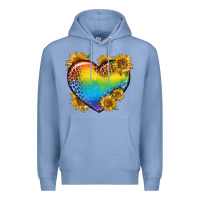 Colony Blue Pride Heart And Sunflower Premium Hoodie - BundleAndBundleShop