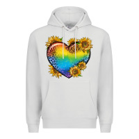 Dove Grey Pride Heart And Sunflower Premium Hoodie - BundleAndBundleShop