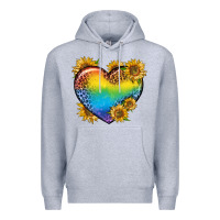 Heather Grey Pride Heart And Sunflower Premium Hoodie - BundleAndBundleShop