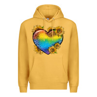 Mustard Pride Heart And Sunflower Premium Hoodie - BundleAndBundleShop