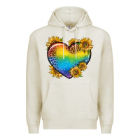 Oatmeal Heather Pride Heart And Sunflower Premium Hoodie - BundleAndBundleShop