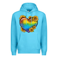 Ocean Blue Pride Heart And Sunflower Premium Hoodie - BundleAndBundleShop