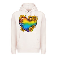 Pale Pink Pride Heart And Sunflower Premium Hoodie - BundleAndBundleShop