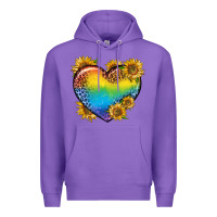 Purple Pride Heart And Sunflower Premium Hoodie - BundleAndBundleShop
