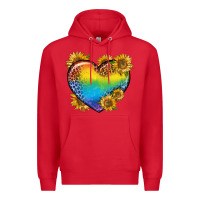 Red Pride Heart And Sunflower Premium Hoodie - BundleAndBundleShop