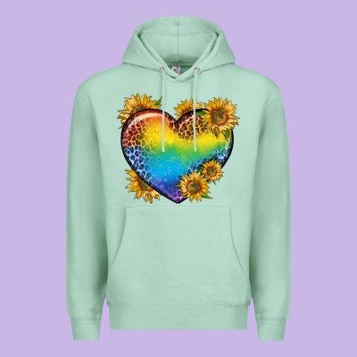 Pride Heart And Sunflower Premium Hoodie Designed By Bundleandbundleshop