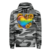 Slate Camo Pride Heart And Sunflower Premium Hoodie - BundleAndBundleShop