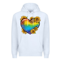 White Pride Heart And Sunflower Premium Hoodie - BundleAndBundleShop