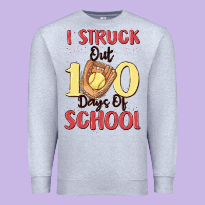 I Struck Out 100 Days Of School Premium Sweatshirt Designed By Maliassmallbusiness