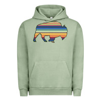 Pigment Oil Green Aztec Bison Silhouette Urban Hoodie - Bettercallsaul