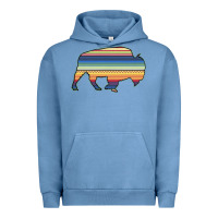 Pigment Pebble Blue Aztec Bison Silhouette Urban Hoodie - Bettercallsaul