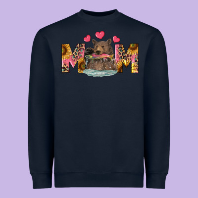 Heavyweight Sweatshirt mom bear with sunflowers