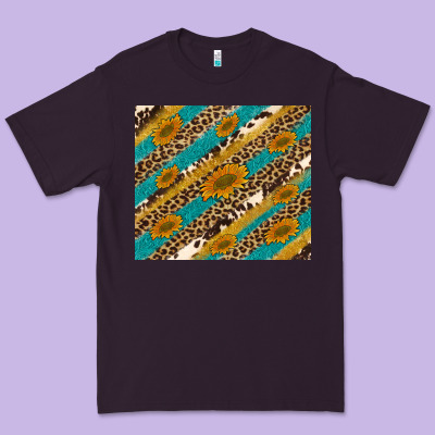 Leopard Cowhide  Leather Sunflowers Premium Tee Designed By Artiststas