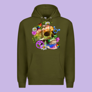 Pride Skull And Transgender Symbol With Peace Premium Hoodie Designed By Bundleandbundleshop