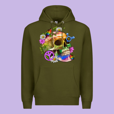 Pride Skull And Transgender Symbol With Peace Premium Hoodie Designed By Bundleandbundleshop