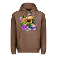 Chestnut Pride Skull And Transgender Symbol With Peace Premium Hoodie - BundleAndBundleShop
