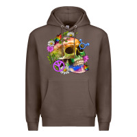 Coffee Pride Skull And Transgender Symbol With Peace Premium Hoodie - BundleAndBundleShop