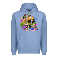 Colony Blue Pride Skull And Transgender Symbol With Peace Premium Hoodie - BundleAndBundleShop