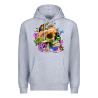 Heather Grey Pride Skull And Transgender Symbol With Peace Premium Hoodie - BundleAndBundleShop