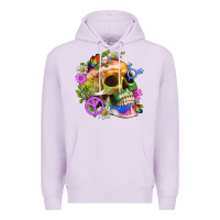 Lilac Pride Skull And Transgender Symbol With Peace Premium Hoodie - BundleAndBundleShop