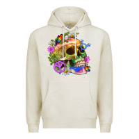 Oatmeal Heather Pride Skull And Transgender Symbol With Peace Premium Hoodie - BundleAndBundleShop