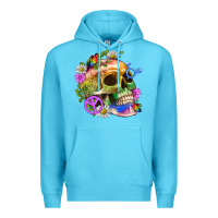 Ocean Blue Pride Skull And Transgender Symbol With Peace Premium Hoodie - BundleAndBundleShop