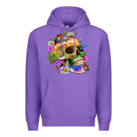 Purple Pride Skull And Transgender Symbol With Peace Premium Hoodie - BundleAndBundleShop