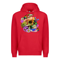 Red Pride Skull And Transgender Symbol With Peace Premium Hoodie - BundleAndBundleShop